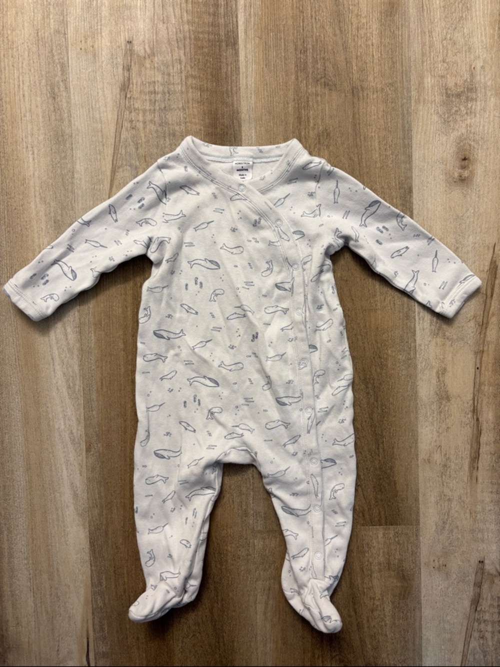 Nordstrom Baby Footed One-Piece with Light Blue Whales